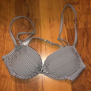 Xhilaration Navy & White Push-Up Bikini Top